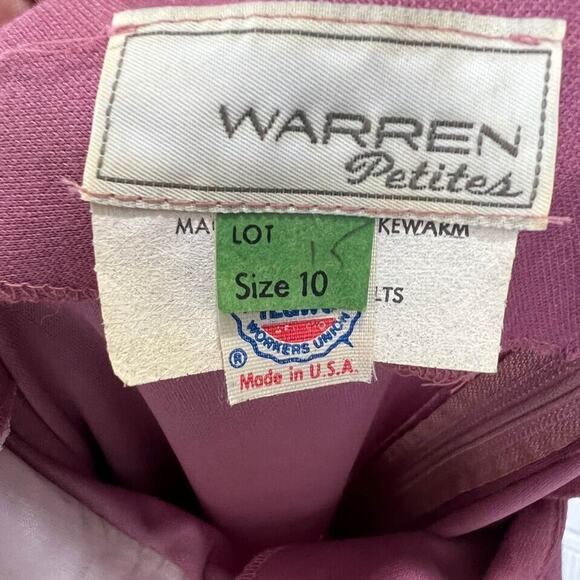 Vintage 70s Warren Petites Mauve Secretary Midi Dress M - Picture 9 of 9